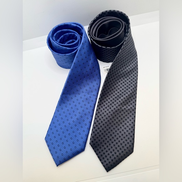 NWT - Michael Kors  Men’s Silk Patterned Bundle Blue Black Necktie - Picture 2 of 10